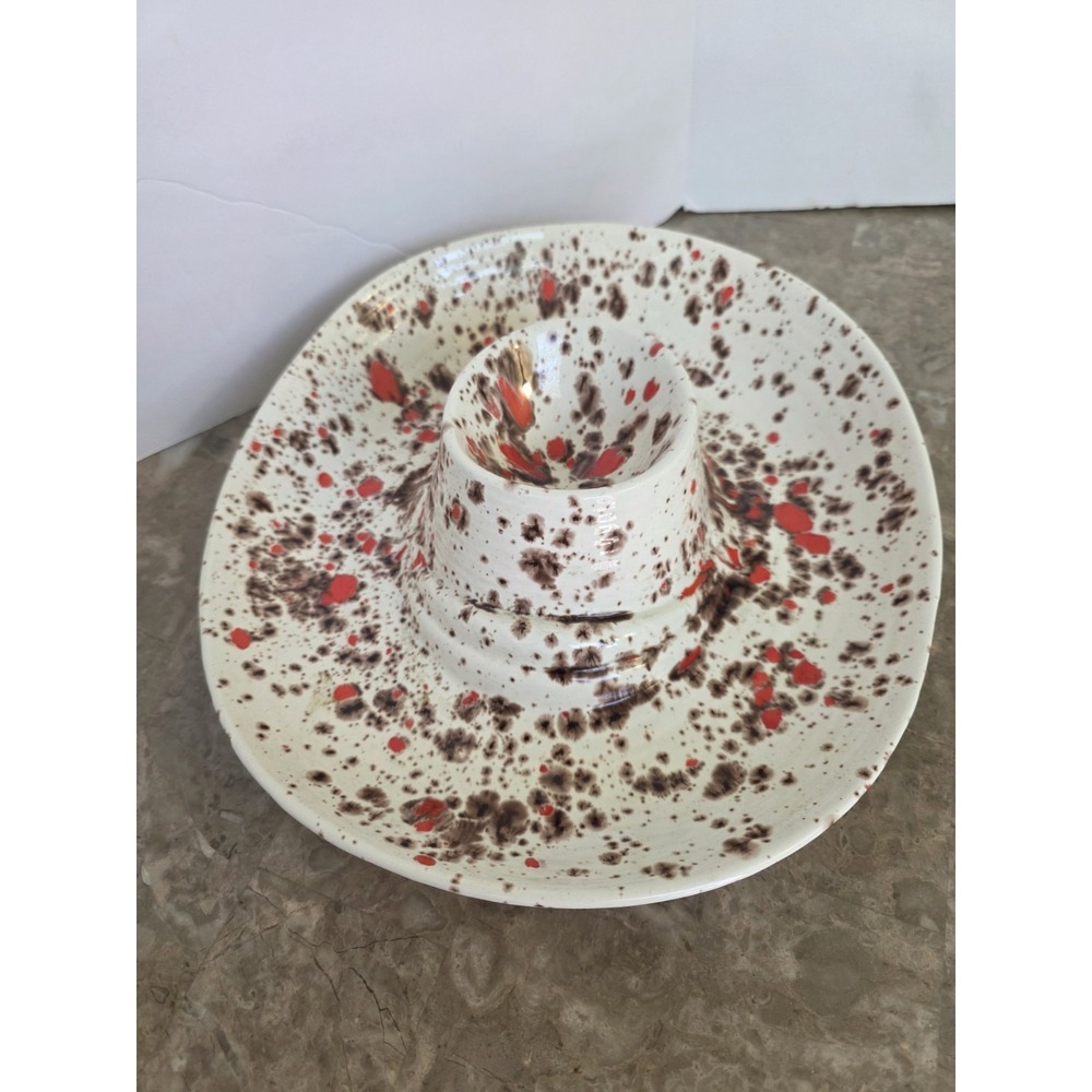 Vintage Ashtray‎ Holland Mold Speckled Splatter Art Brown Orange Trippie